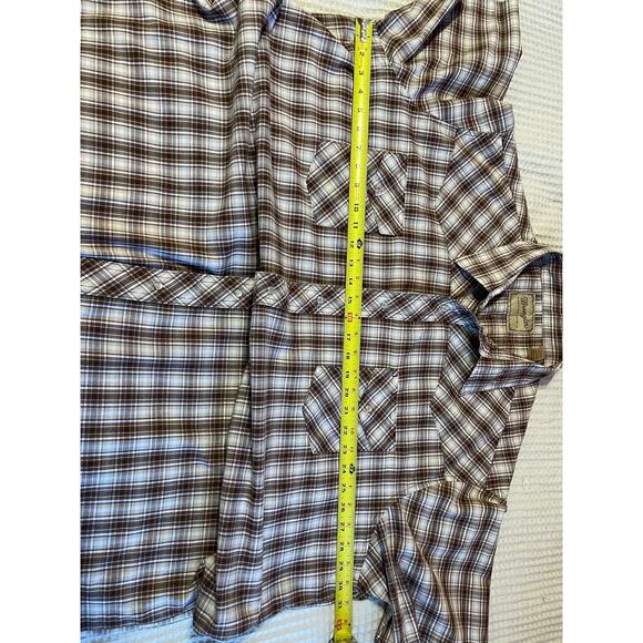 Wrangler Western Shirts Men's Brown & Cream Plaid Short Sleeve Button Up 3XL - Picture 7 of 11